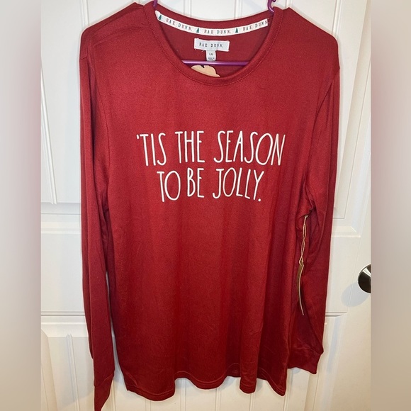 Rae Dunn Christmas Tis the Season long sleeve PJ’s top - Picture 2 of 7
